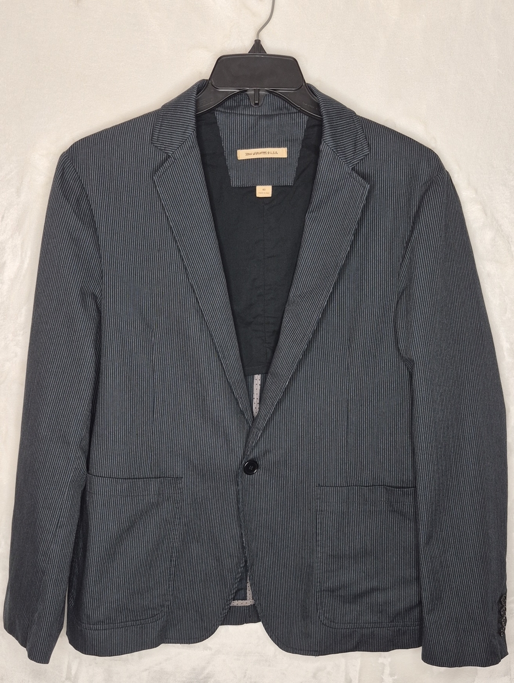 John Varvatos Men's Gray Pinstripe Cotton Blend Sport Coat Blazer Jacket Size 40